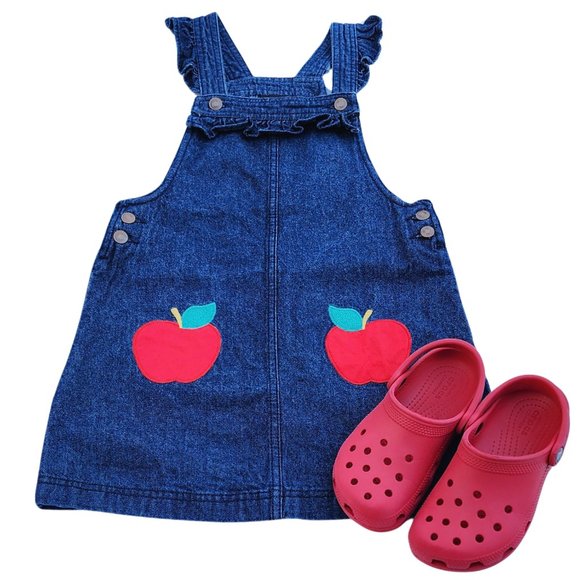 Cynthia Rowley Girl Denim Apple Orchard Ruffle Jumper, size 7 - Picture 2 of 7